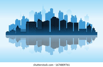 Background of downtown with scenery beautiful lake.