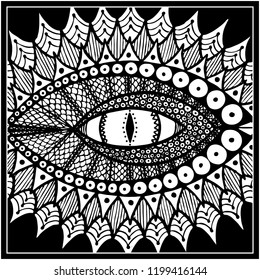 background with a dragon or snake eye. black and white. vector