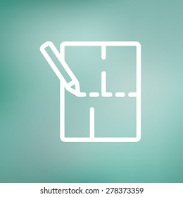 Background Drawing with Pencil icon thin line for web and mobile, modern minimalistic flat design. Vector white icon on gradient mesh background.