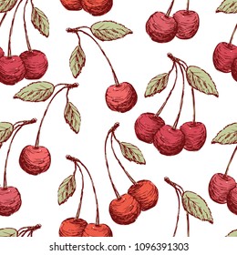 Background of the drawn cherries