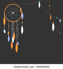 Background with dream catcher and arrows. Vector illustration.