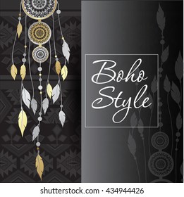 Background with dream catcher in boho style