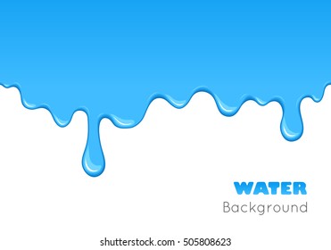 Fondo de agua potable. Flujo de líquido. Pintura azul brillante gotea y fluye. Dibujo de dibujos animados. Elemento gráfico creativo abstracto para su diseño