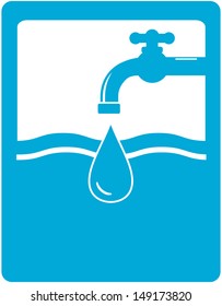 background for drinking water symbol with faucet, tap and water drop silhouette 