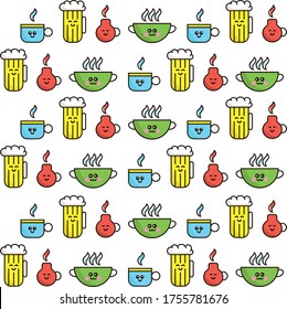 Background drinks beer, tea, coffee anime