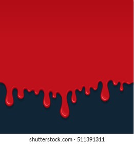 Background with drips and flow of blood. Abstract splash of red liquid. wet surface with paint drops. Bloody and scary design for Halloween or illustration of crime.