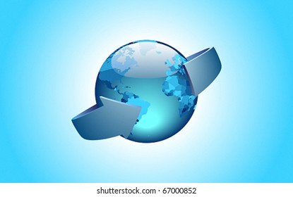 Background with earth and arrows. Vector illustration.