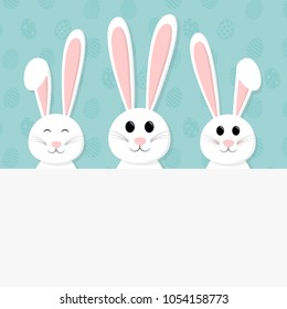 Background with Easter bunny and copyspace. Vector.