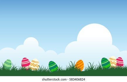 Background of easter egg and cloud