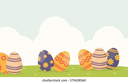 Background easter with egg on hill