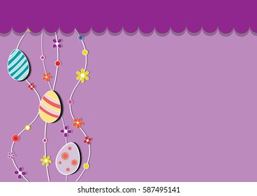 Background of Easter eggs. Adorned with many colored floral side can put any message applies to the media.