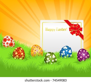 Background with Easter eggs and card