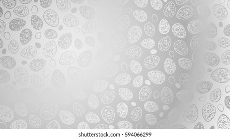 Background of Easter eggs with ornaments of curls in gray colors