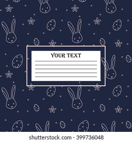 Background Easter pattern with rabbits and eggs. Cover for a notebook. Vector illustration . 
