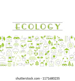 Background with ecology icons. Concept of ecology problem.