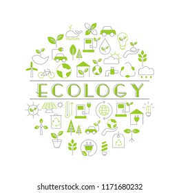Background with ecology icons. Recycling ecological design concept.
