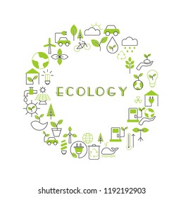 Background with ecology icons. Recycling ecological design concept.