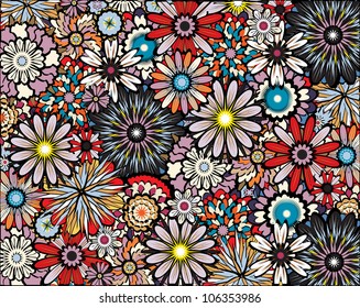 Background editable vector illustration of diverse flowers