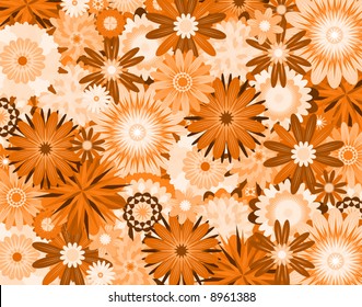 Background editable vector illustration of orange-tinted flowers