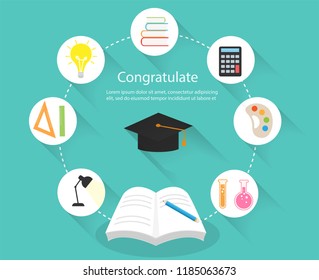 Background Education Concepts.  Open book for knowledge. The knowledge that leads to success in education. Vector illustrations flat design.