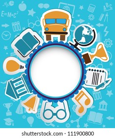 Background with education icons for text or main icon/Cover of notebook - vector illustration