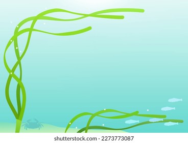 Background of eelgrass beds with juvenile fish and crabs