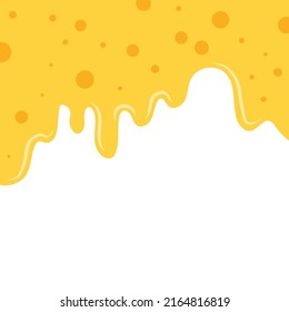 Background effect of melted cartoon cheese isolated on white background with copy space for advertising. Flat style. Vector illustration.