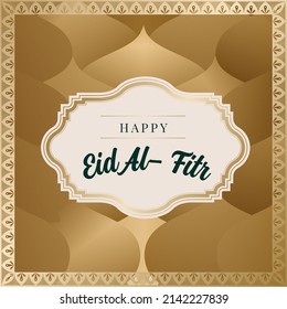 The background of the Eid greeting post. golden mosque illustration as greeting card. 