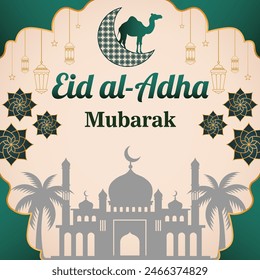 background for the Eid Ul Adha Mubarak illustration is green