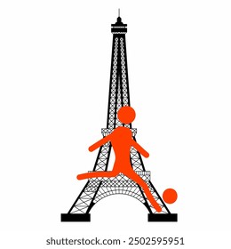 Background of the Eiffel Tower with soccer