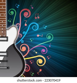 Background with electric guitar. Music background. EPS10 vector