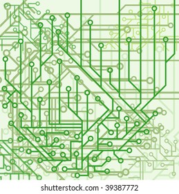 Background from electronic schemes in green tones