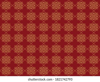 Background with elegant golden patterns on red background for christmas.