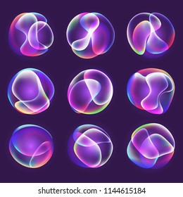 Background element design concept holographic fluid bright gradient.Set object for use in composition layout. Vector illustrations.