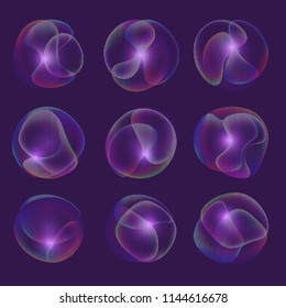 Background element design concept holographic fluid bright gradient.Set object for use in composition layout. Vector illustrations.