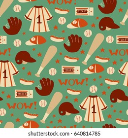 Background with Elements of the Equipment for Baseball