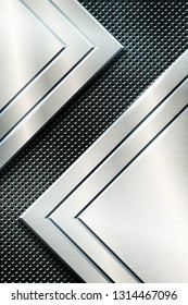 Background with elements of perforated and polished metal for industrial design. Vector illustration.