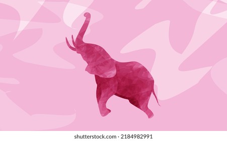 Background with an elephant, abstraction, pink, stylization of marble, watercolor, glass.