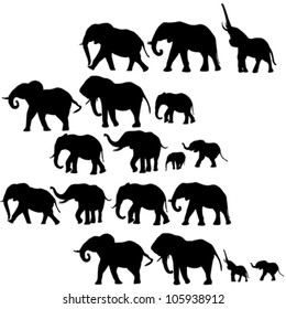 Background with elephants silhouettes