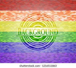Background emblem on mosaic background with the colors of the LGBT flag