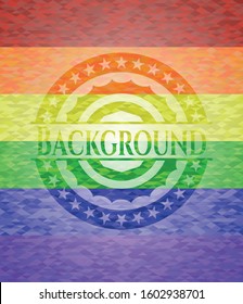 Background emblem on mosaic background with the colors of the LGBT flag