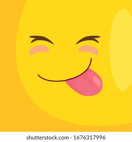 fondo del emoticono con diseño de ilustración vectorial de la lengua de salida