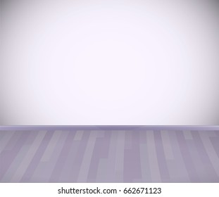 Background. Empty room with wooden grey floor or parquet and white wall.  Vector illustration.