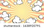 Background with empty space for text or object. Pop art style. Comic style. The sky with clouds. Horisontal format. Vector illustration.