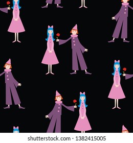 Background of the enamored circus dolls