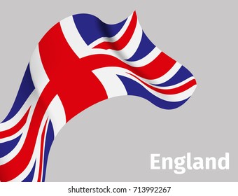 Background with England wavy flag on grey, vector illustration