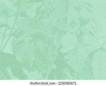 Background with engraved leafs in woodcut style.