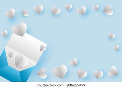 Fondo con sobres y artesanías cardíacas
