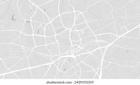 Mapa de Essen, Alemania, cartel de la ciudad en blanco y gris claro. Mapa vectorial con carreteras y agua. Proporción panorámica, mapa de ruta de diseño plano digital.