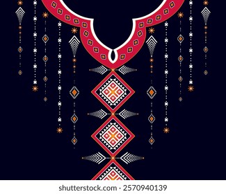 Background Ethnic Neck Design Vector Illustration,Traditional Geometric Seamless Pattern for Clothing and Wrapping, Textile and Vertical Embroidery Print